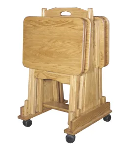 Folding TV Tray Set (4 Trays &amp; Cart)