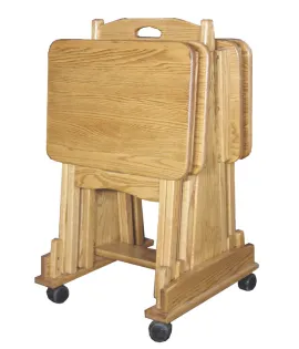 Folding TV Tray Set (4 Trays &amp; Cart)