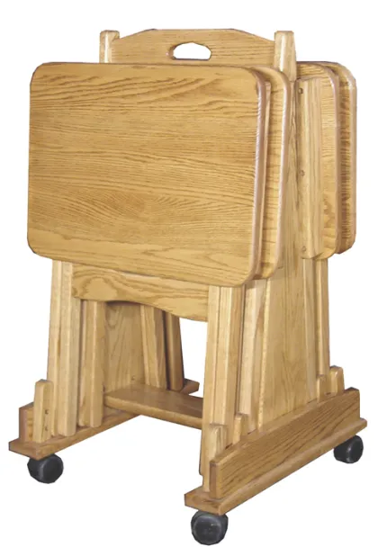 Folding TV Tray Set (4 Trays & Cart)