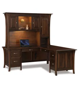 Ensenada 78" 6 Drawer L Desk with 3 Door Hutch Top