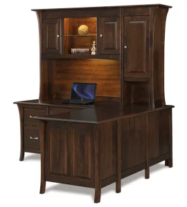 Ensenada 78" 6 Drawer L Desk with 3 Door Hutch Top