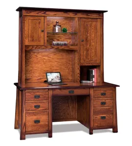 Grant Double Pedestal 7 Drawer Desk with Hutch Top