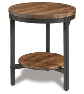 Houston 22" Round Steel &amp; Wood End Table