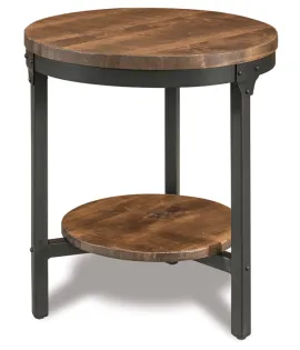 Houston 22&quot; Round Steel &amp; Wood End Table