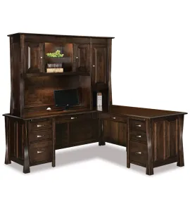 Lexington Arc 8 Drawer L Desk with Hutch