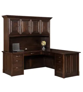 Victorian 8 Drawer L Desk with Hutch