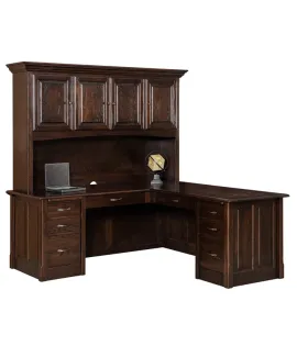 Victorian 8 Drawer L Desk with Hutch