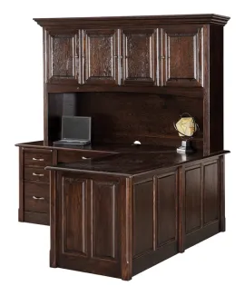 Victorian 8 Drawer L Desk with Hutch