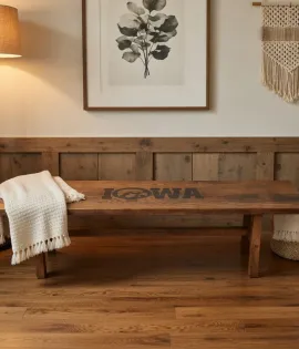Grove Bench 60" Laser Engraved (Iowa 104 Logo) - QUICK SHIP - 30% Off or Best Offer
