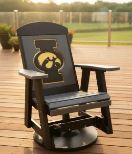 Poly Vinyl Iowa Hawkeye 2ft Outdoor Swivel Glider - QUICK SHIP - 10% Off or Best Offer