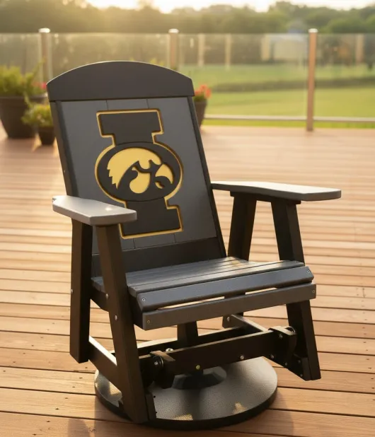 Poly Vinyl Iowa Hawkeye 2ft Outdoor Swivel Glider - QUICK SHIP - 10% Off or Best Offer