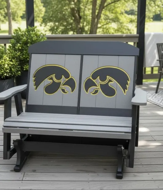 Poly Vinyl Iowa Hawkeye 4ft Outdoor Love Seat Glider - QUICK SHIP - 10% Off or Best Offer