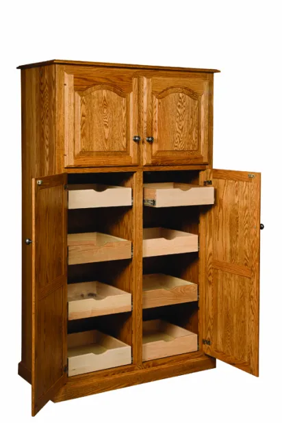 42" Lux Traditional 4-Door Pantry Cabinet with Rollout Shelves