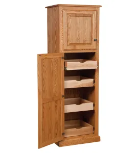 Traditional 2-Door Pantry with Rollout Shelf Cabinet