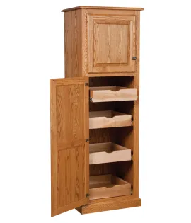 Traditional 2-Door Pantry with Rollout Shelf Cabinet