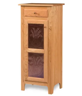 Classic Style 1-Door 2-Copper Panel with Drawer Pie Safe
