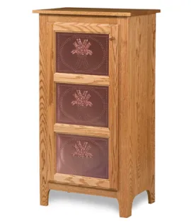 Classic Style 1-Door 3-Copper Panel Pie Safe