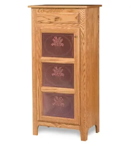 Classic Style 1-Door 3-Copper Panel with Drawer Pie Safe