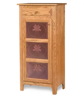 Classic Style 1-Door 3-Copper Panel with Drawer Pie Safe