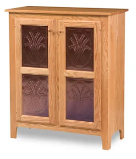 Classic Style 2-Door 2-Copper Panel Pie Safe