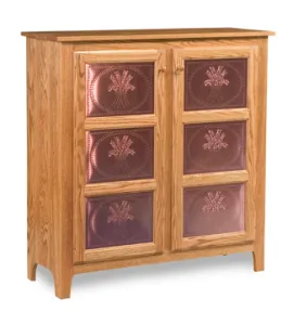 Classic Style 2-Door 3-Copper Panel Pie Safe