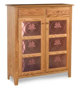 Classic Style 2-Door 3-Copper Panel with Drawer Pie Safe