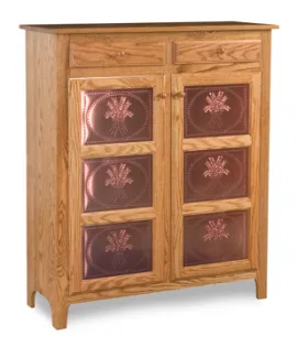 Classic Style 2-Door 3-Copper Panel with Drawer Pie Safe