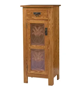 Mission Style 1-Door 2-Copper Panel with Drawer Pie Safe