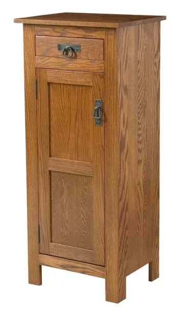 Mission Style 1-Door 2-Reverse Panel with Drawer Pie Safe