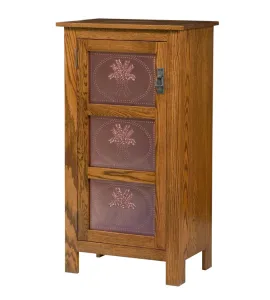 Mission Style 1-Door 3-Copper Panel Pie Safe