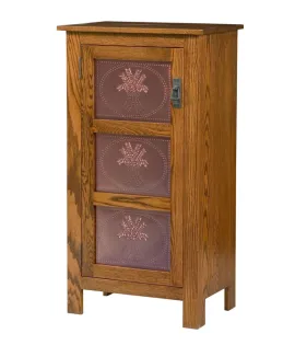 Mission Style 1-Door 3-Copper Panel Pie Safe