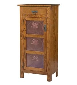 Mission Style 1-Door 3-Copper Panel with Drawer Pie Safe