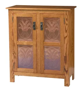 Mission Style 2-Door 2-Copper Panel Pie Safe