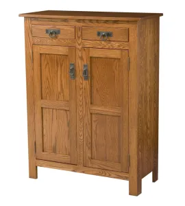 Mission Style 2-Door 2-Reverse Panel with Drawer Pie Safe