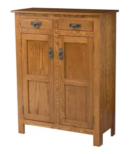 Mission Style 2-Door 2-Reverse Panel with Drawer Pie Safe