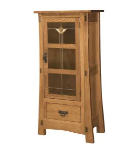 Modesto 1 Door 1 Drawer Storage Cabinet with Glass Panels