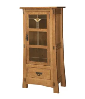 Modesto 1 Door 1 Drawer Storage Cabinet with Glass Panels