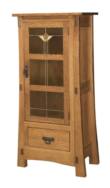 Modesto 1 Door 1 Drawer Storage Cabinet with Glass Panels