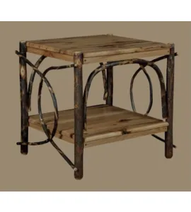 Hickory End Table with Solid Top and Shelf