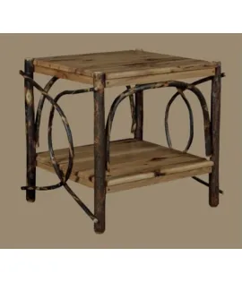 Hickory End Table with Solid Top and Shelf