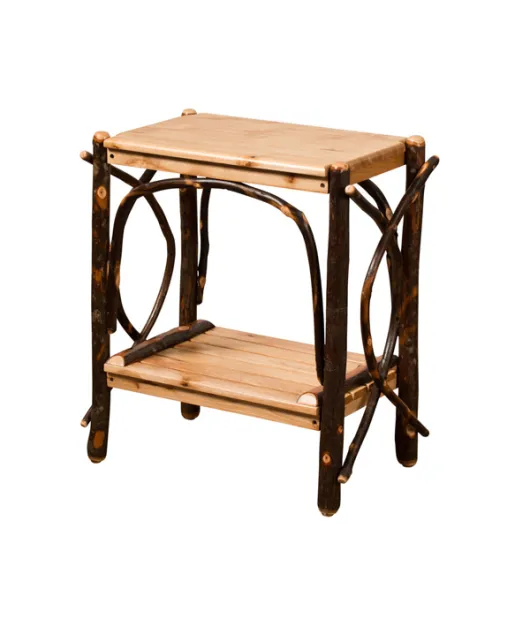 24" End Table with Solid Top & Slatted Shelves