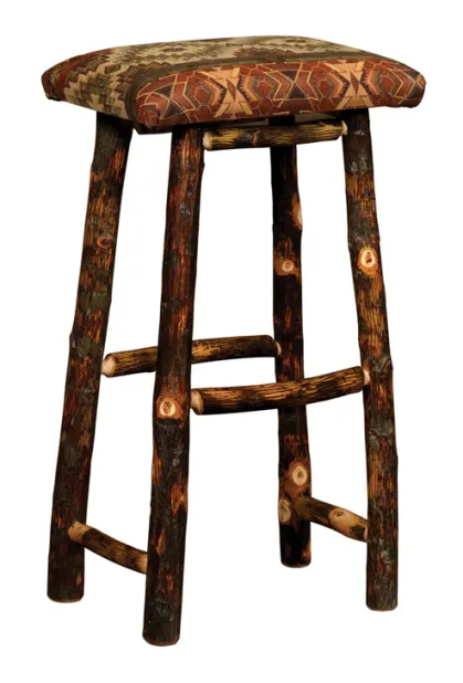 30" Hickory Bar Stool in Fabric Seat (1296)