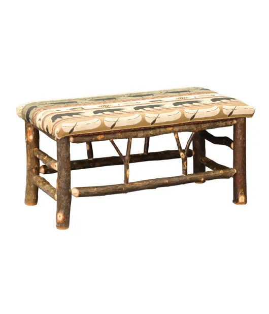 36" Hickory Bench with Fabric Seat