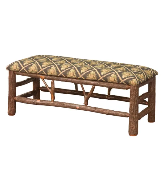 48" Hickory Bench with Fabric Seat
