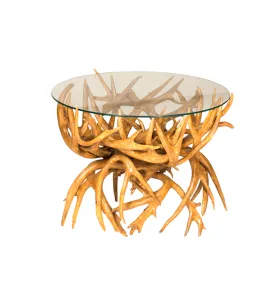 Antler End Table with 24" Round Glass