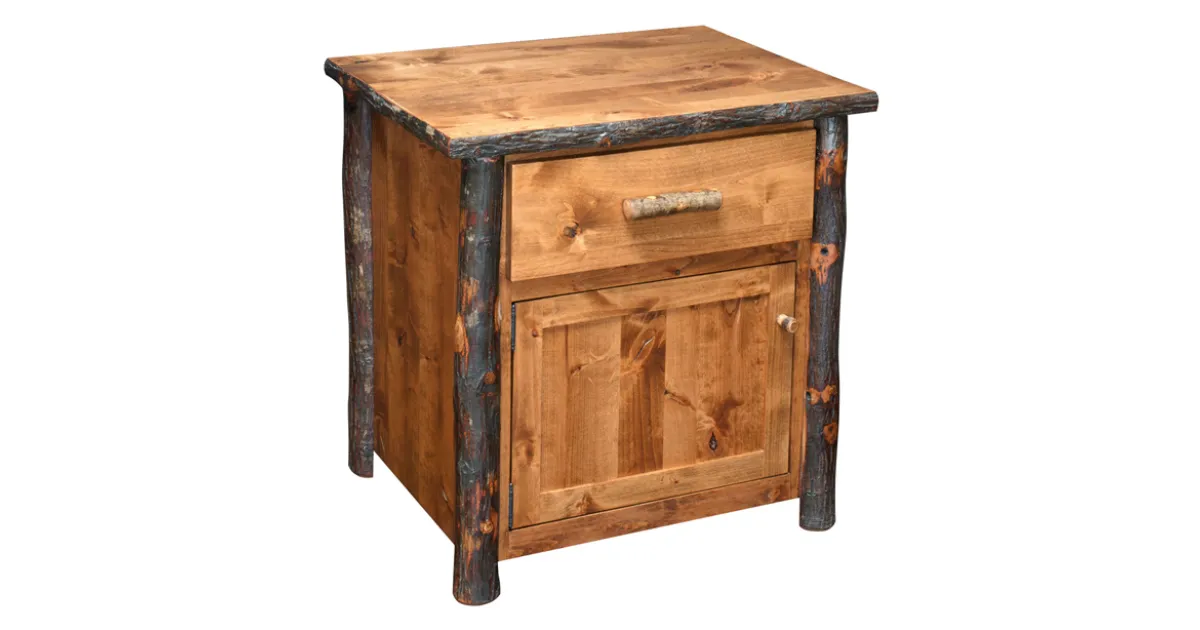 Handmade Nightstand with Door Cabin Style Furniture