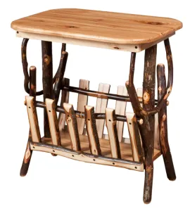 End Table Magazine Rack with Solid Top and Round Corner