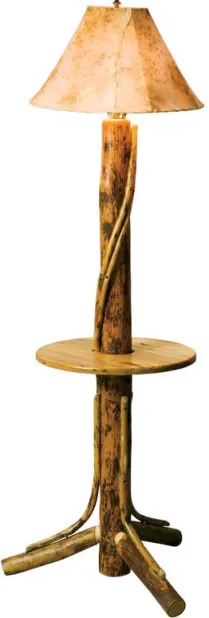 Floor Lamp w/Shelf & Lambskin Shade