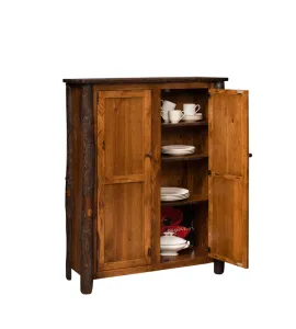 Hickory 2-Door Jelly Cupboard with 6 Adjustable Shelves