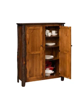 Hickory 2-Door Jelly Cupboard with 6 Adjustable Shelves